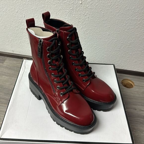 GUESS Fearne Combat Boot in Red - Picture 4 of 6